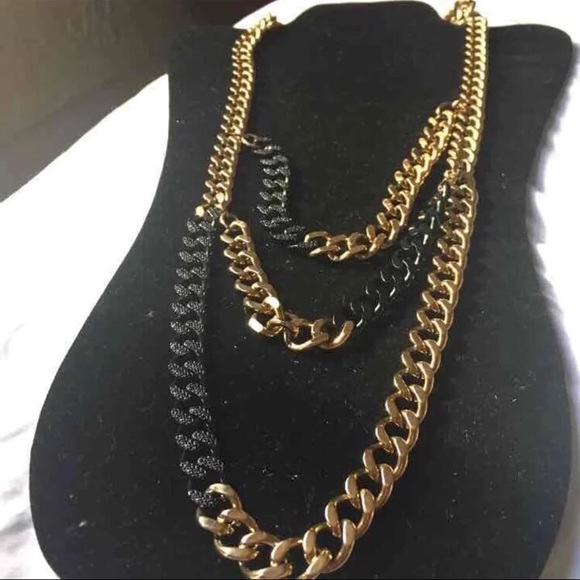 Michael Kors Multi Chain Black & Gold Necklace - Picture 3 of 5